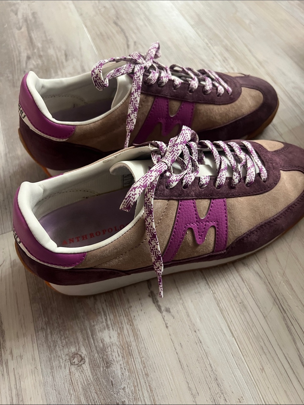 Anthropologie Purple and Tan Suede & Leather Women's Sneakers size 10 near new